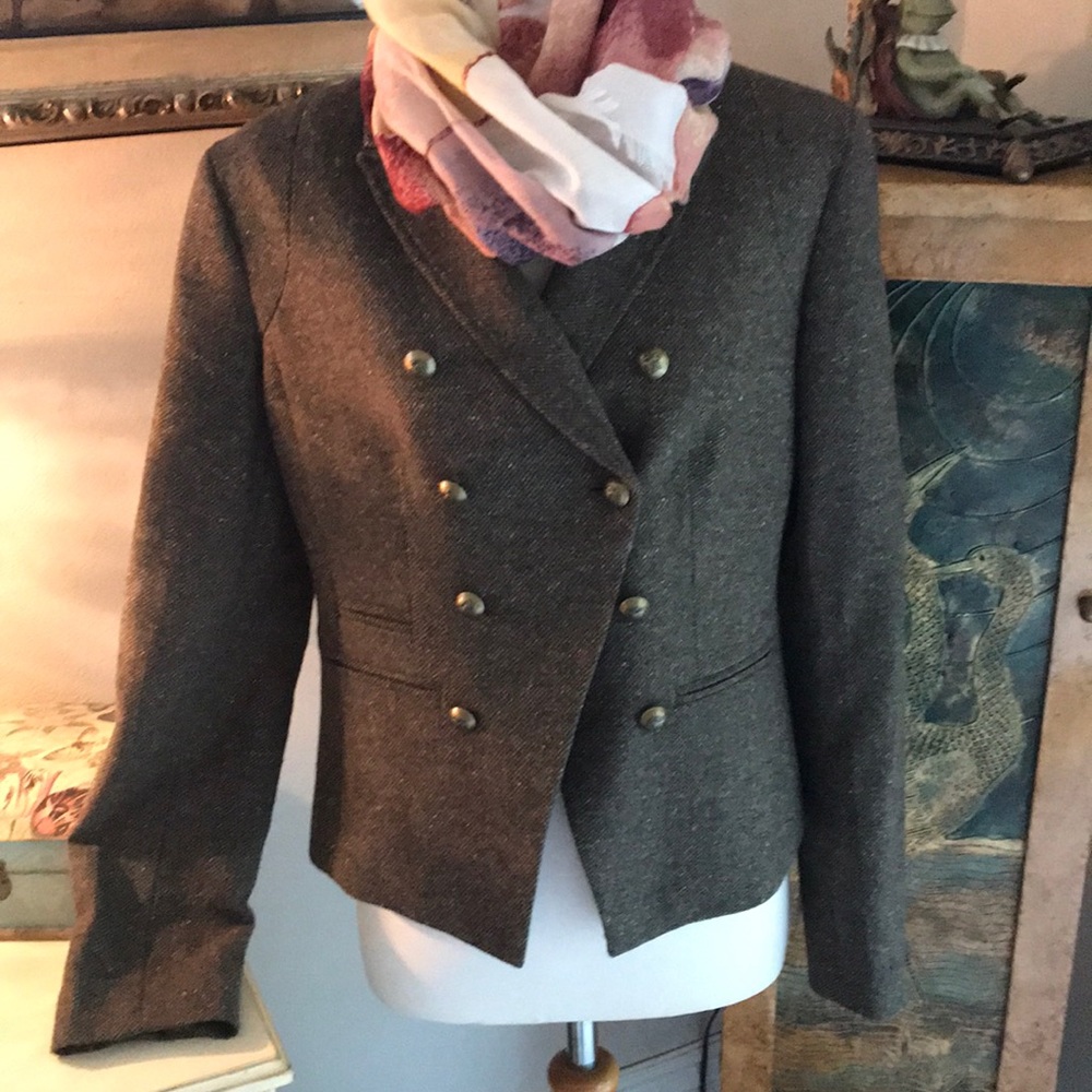 Banana Republic green tweed jacket.